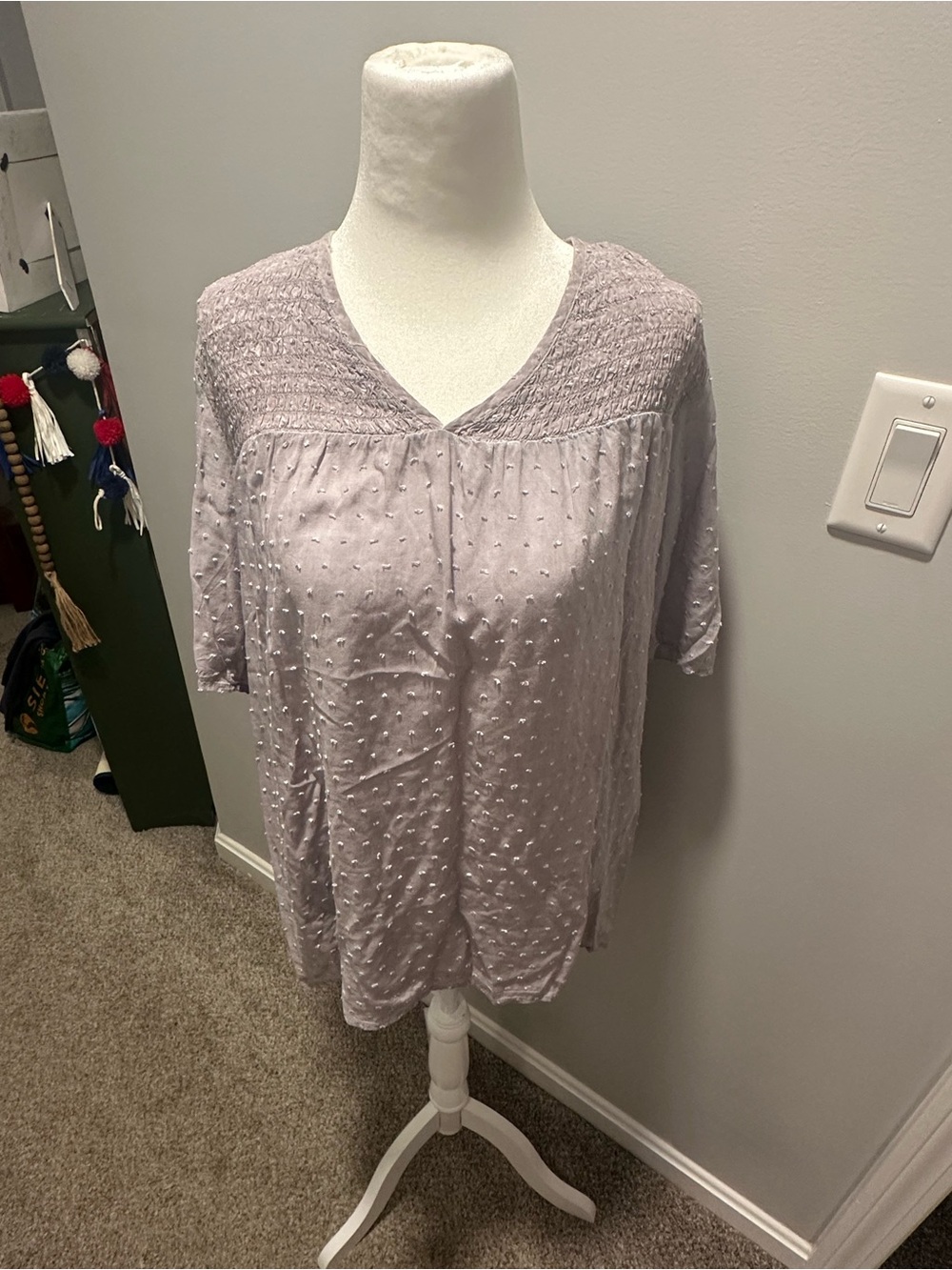 Knox Rose Lavender Textured V-Neck Blouse